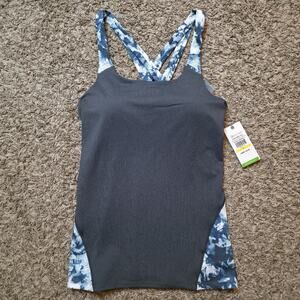 NWT GAIAM Women's Size Large Bra Tank Top Stretch Active Luna Print Asphalt